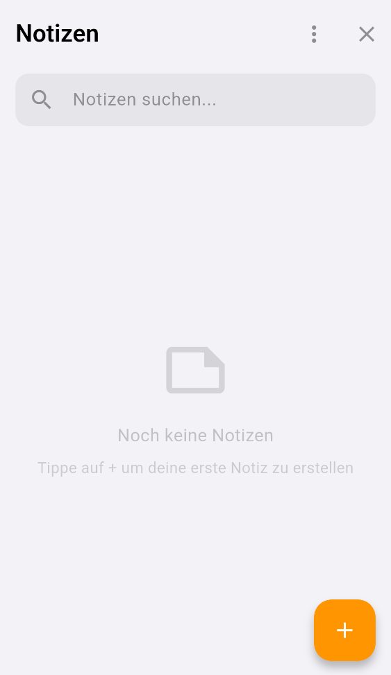 Screenshot: leere Notizen nach der Löschung