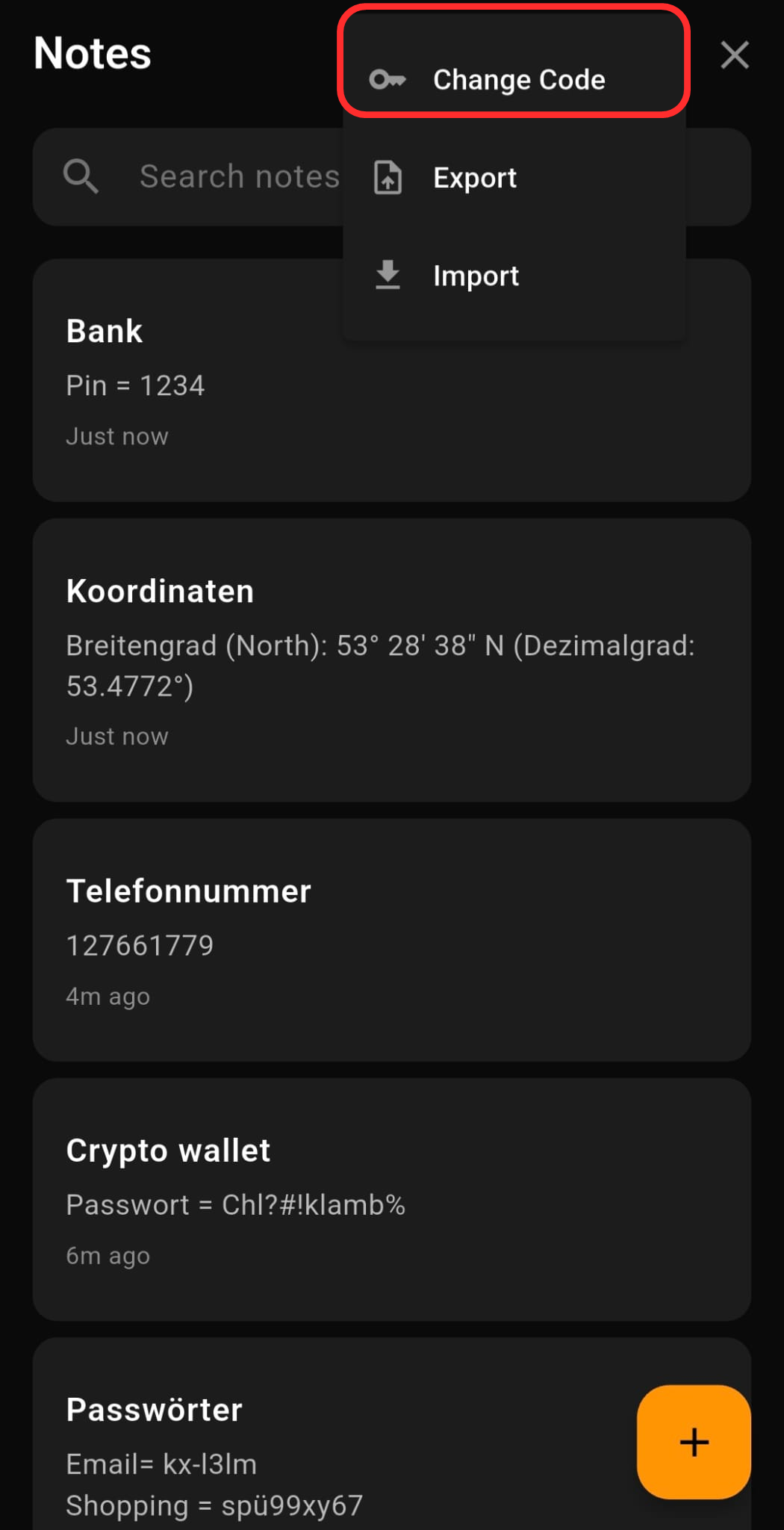Screenshot: Menüeintrag Code ändern